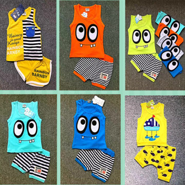 2017新款男女童短袖套裝 地攤工廠直銷，義烏馳澤商行熱銷批發